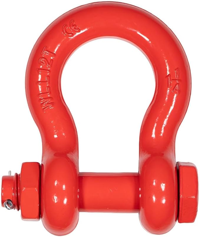 Mytee Products 1-1/4" Anchor Shackle Forged Carbon Steel w/Safety Screw Pin Load Limit 24,000 lbs, Double Rust Protection Heavy Duty D Ring Bolt Type Shackle for Towing, Rigging & Vehicle Recovery