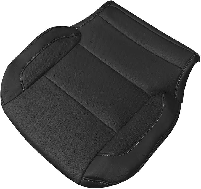 Driver Side Top Bottom Perforated Leather Seat Cover Set Replacement Black Compatible with Chevy Silverado Tahoe Suburban/with GMC Sierra Yukon 1500 2500HD 3500HD 2015-2019