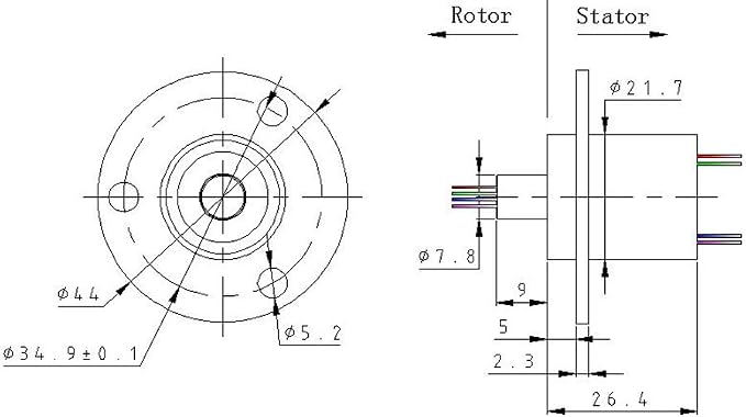 Taidacent 3 Wires 4 Wires 5A 10A 15A 30A Electrical Slip Ring Collector Ring Rotary Electrical Contact Joint Rotary Connector Commutator (3 Wires 5A Diameter 22mm)