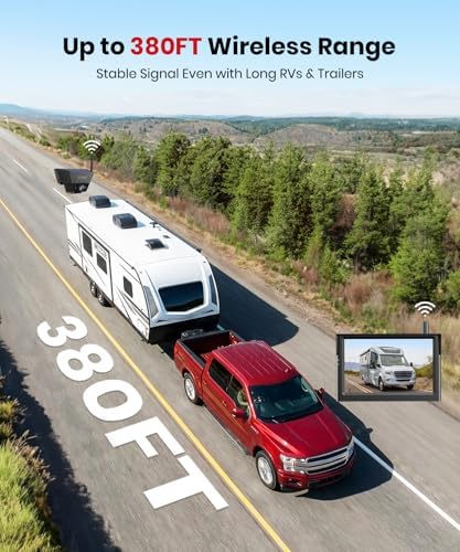 Solar Magnetic Wireless Backup Camera with a Bendable Suction Cup Bracket: Place the Monitor Anywhere You Want Without Obstructing Your View, 1080P HD Quality, and Receive Reliable Customer Service