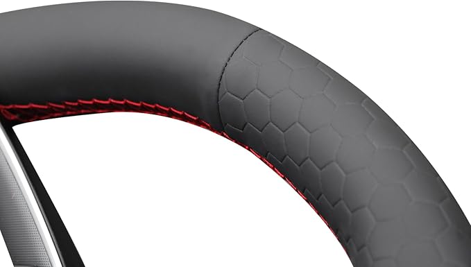 MEWANT Black Smooth Embossed Faux Leather Steering Wheel Cover for Tesla Model 3 Highland 2025 Model Y Juniper 2025