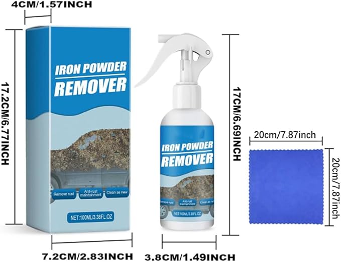 Iron Powder Remover Spray, Portable Heavy Duty Rust Remover for Metal Sprays Fast-Acting Oxidation Remover, Multi-functional Quick-Acting Rust Removal Spray for Metal, Bikes, Tools, Furniture (3pcs)