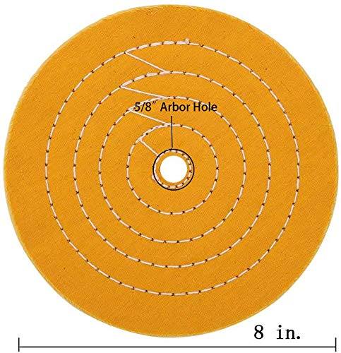 SCOTTCHEN Buffing Polishing Wheel Yellow 8 inch (50 Ply) for Bench Grinder 5/8" Arbor Hole - 1pcs