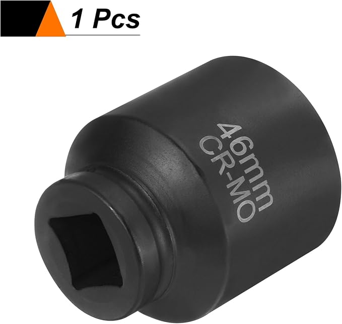 HARFINGTON 3pcs 4 Point Square Socket 1" Drive 46mm Metric Square Impact Socket CR-MO Blackening Standard Wheel Sleeve Pneumatic Sleeve Tool for Auto Repair Mechanical Maintenance Home Use