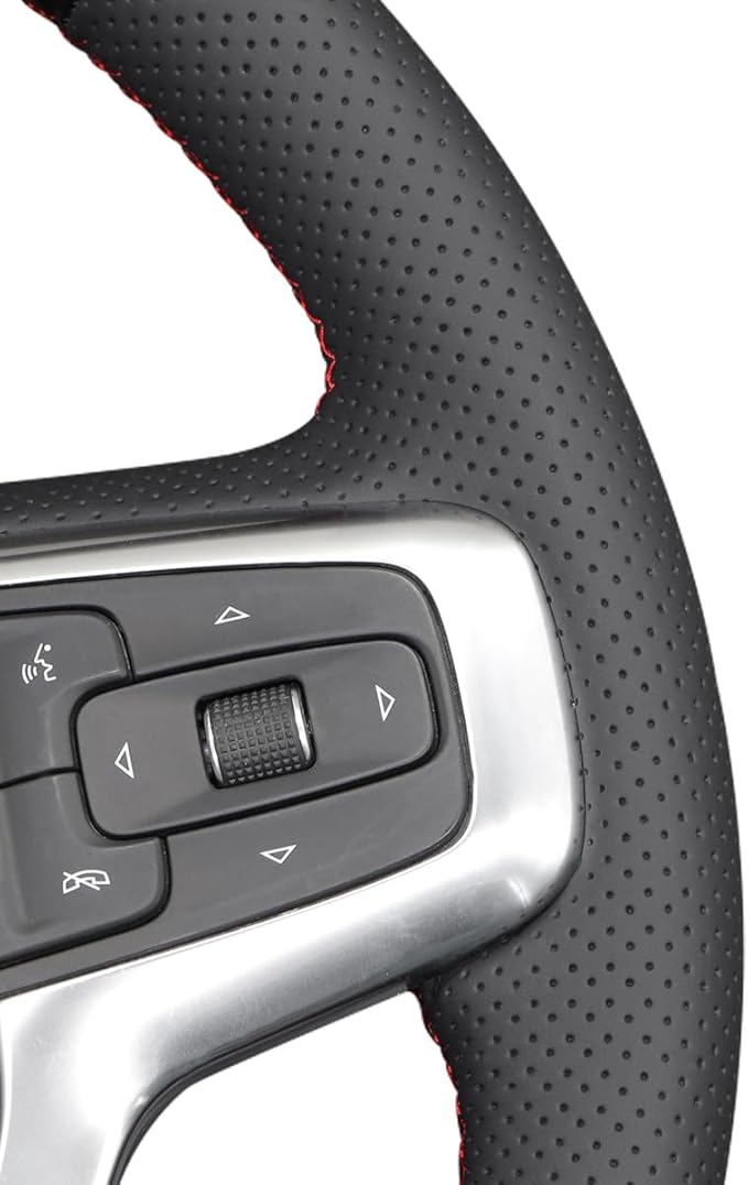 MEWANT DIY Black PU Carbon Fiber Artificial Leather Steering Wheel Cover for Chevy Silverado 1500 2500 Suburban Blazer