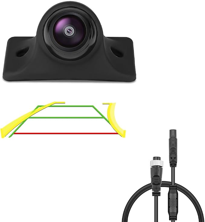 Car AHD 1080P Backup Camera with Dynamic Trajectory Guide Line + 4Pin Male to M12 Aviation Female Cable Plug Adapter Converter