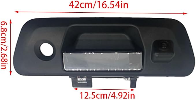 Riloer Tailgate Handle Rear View Backup Camera with Static Guidelines Sliver, Compatible with Nissan 2015-2018 Navara D23 NP300, CCD (Charge-Coupled Device) Tailgate Door Handle Camera