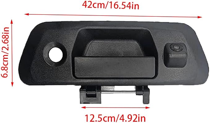 Riloer Tailgate Handle Rear View Backup Camera with Static Guidelines Sliver, Compatible with Nissan 2015-2018 Navara D23 NP300, CCD (Charge-Coupled Device) Tailgate Door Handle Camera