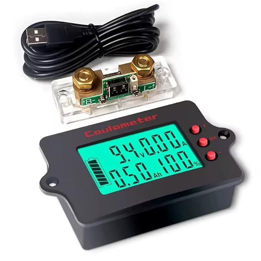 Battery Capacity Tester with Coulomb Counter - DC 8-120V 0-500A, Multifunctional Voltmeter/Ammeter, Suitable for Touring Car & Electric Car (500A+3M USB)
