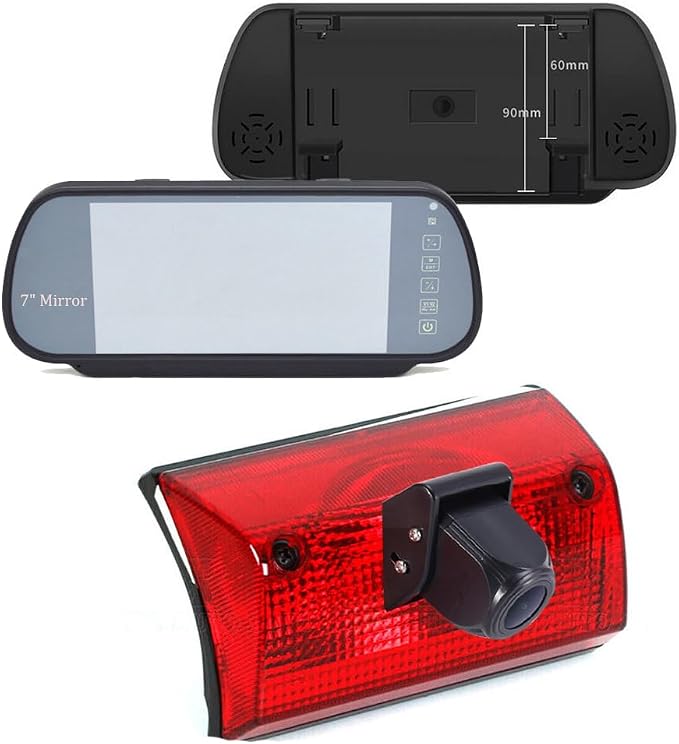 HD Roof Mount Brake Lamp Rear View Reverse Camera Compatible with Mercedes Freightliner Sprinter 2500 3500 W901 W902 W903 W904 B901 B902 B903 B904/Dodge Cargo/V W LT Mk (Camera+7'' Rearview Mirror)