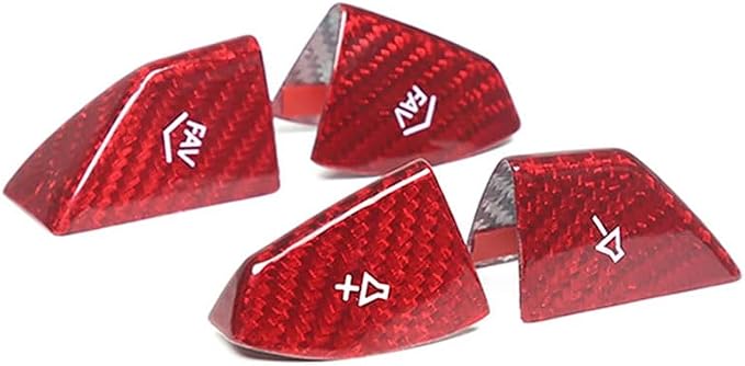 Real Dry Carbon Fiber Direct Manufacturer for 2014-2019 Chevrolet Corvette C7 Car Interior Decorative Accessories Volume Button Trim Cover 4 PCS (Red Carbon)