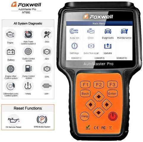 FOXWELL NT680 OBD2 Scanner - All Systems Car Diagnostic Tool for All Makes All Models - Oil Reset, Electronic Parking Brake Reset OBD Scanner Diagnostic Tool