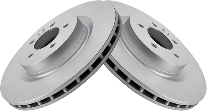 TRQ Front Brake Rotor Set G Coated Vented Compatible with 2017 Land Rover Discovery 2010-2016 LR4 2014-2017 Range Rover 2006-2017 Range Sport