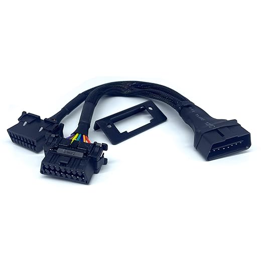JUTA OBD2 Splitter Extension Cable Adapter 1 Male and 2 Females Extension 16PIN OBD-II J1962 Y Diagnostic Connector with Mounting Bracket - [1ft/33cm, 1-Pack]