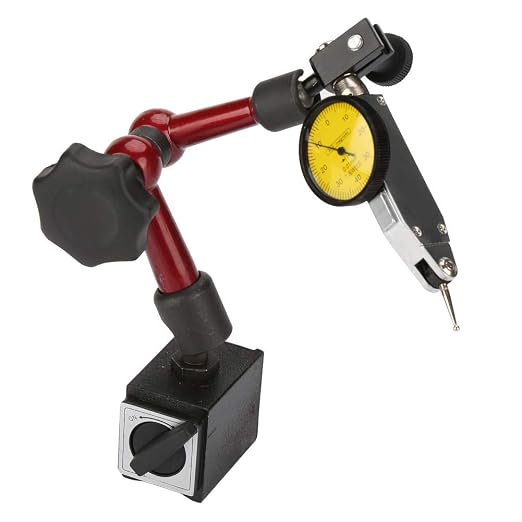 Dial Test Indicator Gauge Resolution 0.01mm with Flexible Strong Magnetic Base Stand 0-0.8mm Range for CNC Setup Machine Tool Alignment Surface Runout Measurement