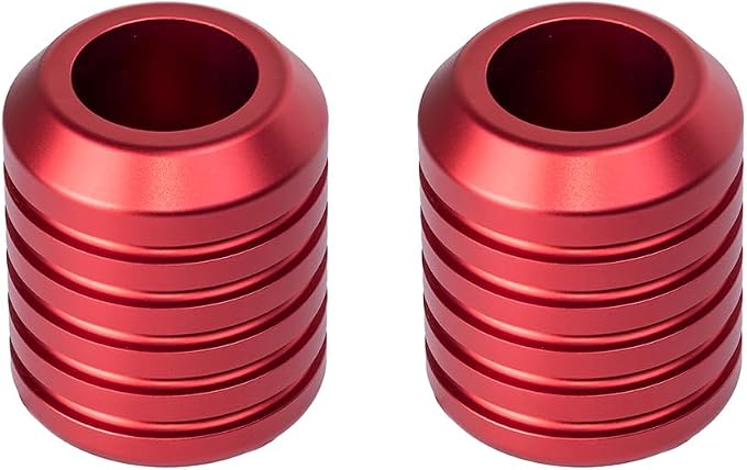 Advanblack CNC Aluminum Motorcycle Frame Sliders – Crash Bar Slider for Harley 1-1/4” Flat Out & Highway Crash Bars/Saddlebag Guards – Red, Gold, Black, Silver – Bolt-On Pair with Screws (Red CNC)