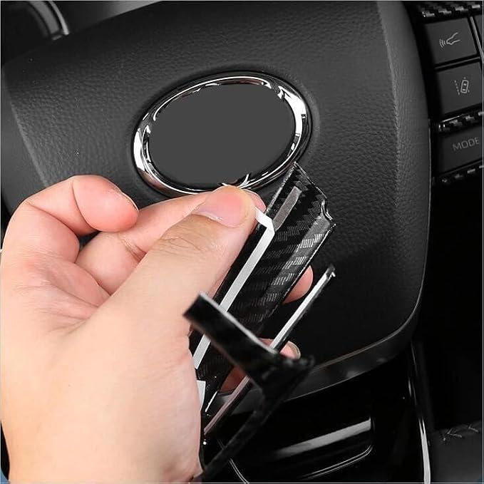 3Pcs Steering Wheel Glitter Ornament Modification Trim Cover Compatible with Toyota Grand Highlander 2024 2025 2026 Fit for 2024-2026 Grand Highlander ABS Accessories(Carbon Fiber)