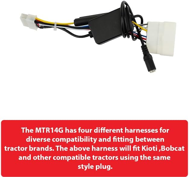 Dual Electronics TRKTI14G Kioti Tractor Radio | 7-Character LCD | Weatherproof | Bluetooth | Plug N Play Wiring Harness with Headphone Jack | USB Port | Fits NX RX DK CK Series Cab Tractors