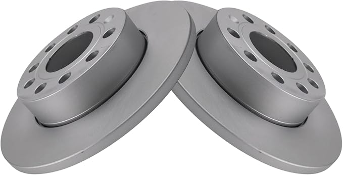 TRQ Rear Brake Rotor Set G Coated Solid Compatible with 2008 Audi A3 A3 Quattro 2005-2010 Volkswagen Jetta 2008 Volkswagen Rabbit