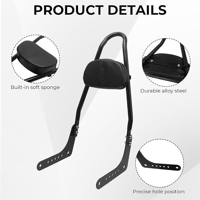 Detachable Passenger Backrest Pad Sissy Bar Fit for 2018-later Harley Softail FLDE FLHC FLHCS FLSL FXST FXBB FXBBS,Black