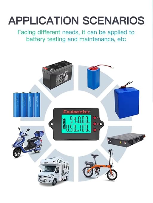 Battery Capacity Tester with Coulomb Counter - DC 8-120V 0-500A, Multifunctional Voltmeter/Ammeter, Suitable for Touring Car & Electric Car (500A+3M USB)
