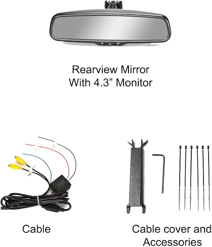 Master Tailgaters 10.5" OEM Rear View Mirror with 4.3" LCD Screen | Rearview Universal Fit Mount | Auto Adjusting Brightness LCD | Anti Glare | Full Original Mirror Replacement | Easy to Install