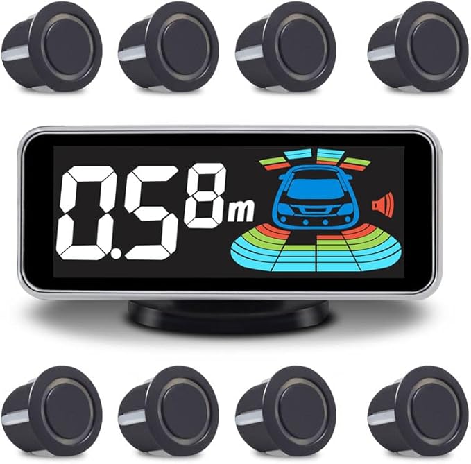 Car Parking Sensors Kit Reverse Radar parktronic System Auto Electronics Vehicle Backup Assistant Reverse 8 Sensor (Matte Black)