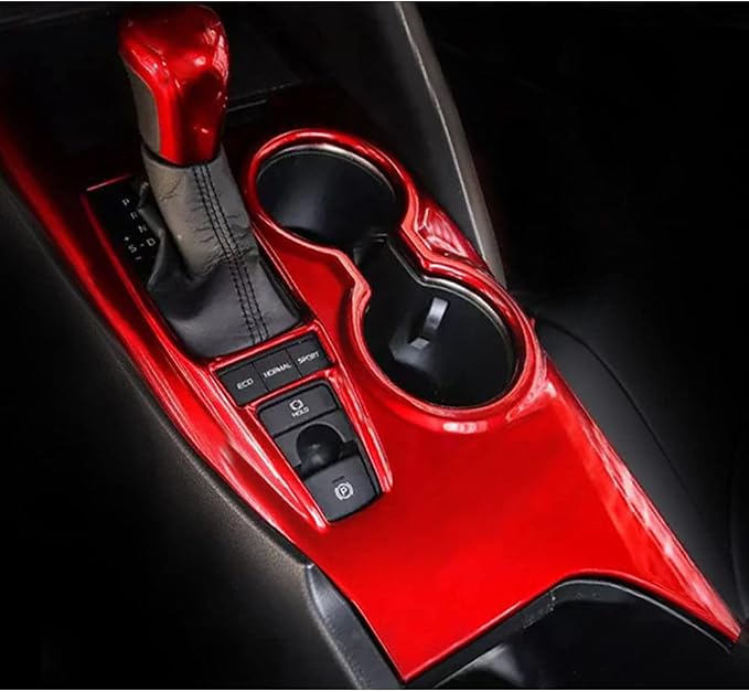 Rifoda for 2018 2019 2020 2021 2022 Toyota Camry ABS Accessories Center Console Gear Shift Panel Cover Fit for Carmy LE SE TRD SE-Nightshade Editon Interior Trims Red