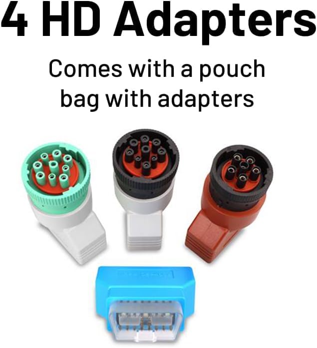 Innova 3128 HD Adapter Kit - Made for Heavy-Duty Trucks - Compatible with Innova 5610 - Includes 4 Heavy-Duty OBD Adapters with a Pouch Bag