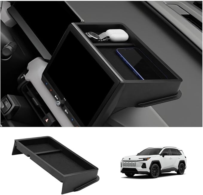 LUWU 2026 RAV 4 Dashboard Storage Tray Compatible with 2026 Toyota RAV 4 Accessories Behind Screen Organizer 2026 RAV4 Limited/XLE Accessories Display Box Silicone Material [ONLY for 12.9’’ Screen]