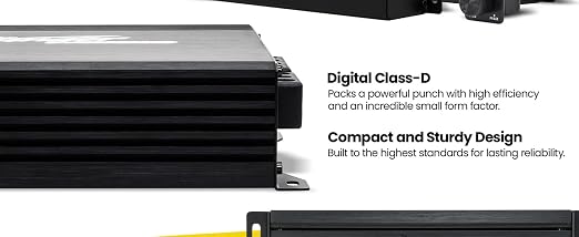 Stinger Audio MT-1000.5 Compact Digital Class D 1200W RMS 5-Channel Car Audio Amplifier with Bass Knob Remote Control, Bass Boost, HEXFET MOSFET, High/Low Pass Crossover, Subsonic Filter