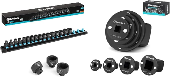 DURATECH 3/8" Drive Stubby Impact Socket Set, Low Profile Impact Sockets & Low Profile Impact Socket Adapter Set