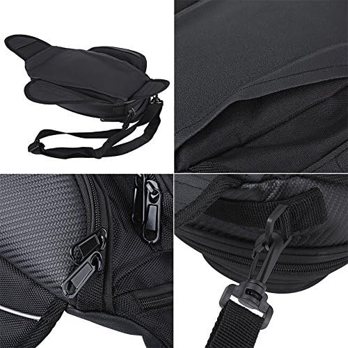 Keenso Motorcycle Tank Bag Magnetic Backpack, Universal Motorbike Tank Bag Strap Mount with Strong Magnetic, Riding Oil Fuel Tank Bag Waterproof Oxford Saddle Black