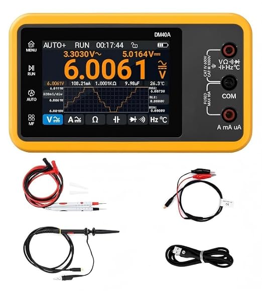 DM40A/B/C Digital Multimeter 59999 Counts, 4.5-Digit Rechargeable 3 in 1 Handheld Oscilloscope Multimeter Signal Generator,50M Sample Rate, Diode Test Automotive Tools (DM40A)