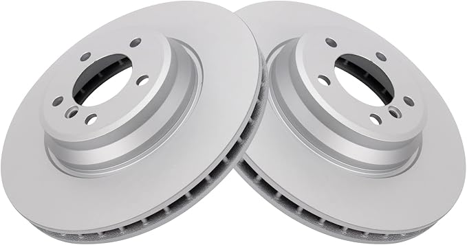 TRQ Front Brake Rotor Set G Coated Vented Compatible with 2009-2011 BMW 335d 2007-2013 335i 2009-2013 335i xDrive 2011-2013 335is 2007-2008 335xi 2013-2015 X1