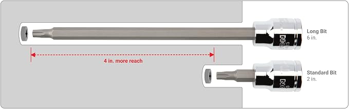 TEKTON 3/8 Inch Drive Long Torx Bit Socket Set, 12-Piece (T10-T60) | SHB91305