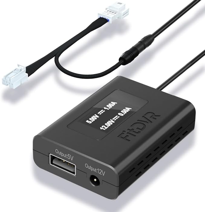 Dash Camera Power Adapter (4-Pin) for Mercedes Benz, LED Display USB Power Source, Easy to Install, 5V 12V Output, for Dash Cam, Radar, D3-023