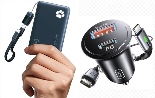 INIU Ultra Slim 10000mAh 45W PD Power Bank+Car Charger, Cigarette Lighter USB Charger Total 60W