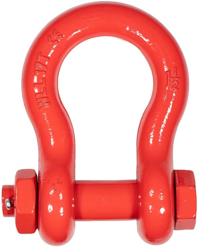 Mytee Products 2 Pack 1-1/2" Anchor Shackle Forged Carbon Steel w/Safety Screw Pin Load Limit 34,000 lbs, Double Rust Protection Heavy Duty D Ring Bolt Type Shackle for Towing, Rigging