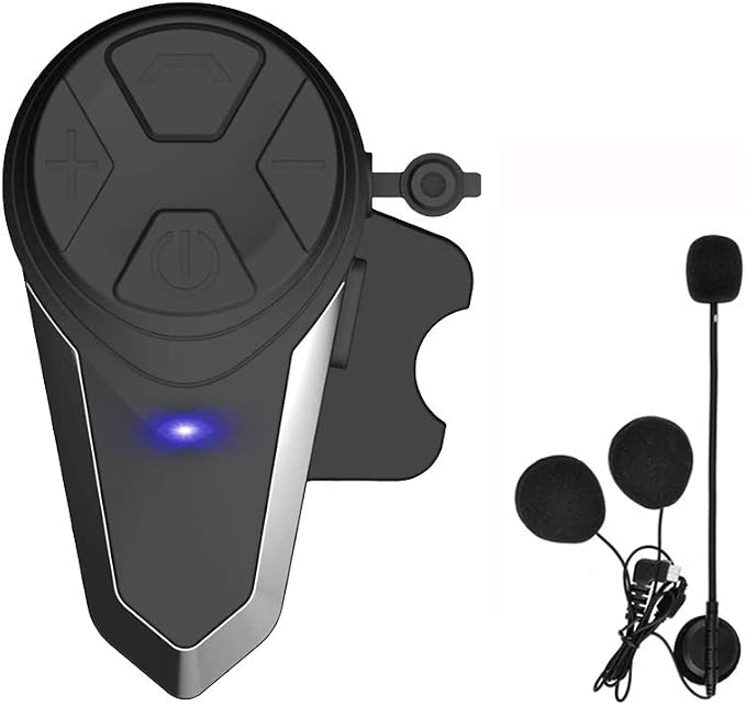 Motorcycle Bluetooth Headset, BT-S3 Bluetooth 5.0 Helmet Intercom Headset up to 3 Riders 1000M Helmet Communication System for Ski/ATV/Dirt Bike/Racing/Climbing(Single)
