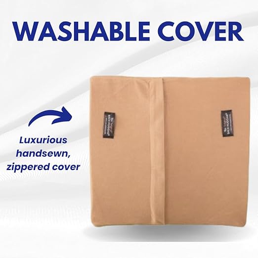 Orthopedic Back Cushion - Chiropractor-Designed Lumbar Support Pillow for Office Chair, Car, Home - High Resilience Foam, Ergonomic Design - Relieves Back Pain, Improves Posture - Beige