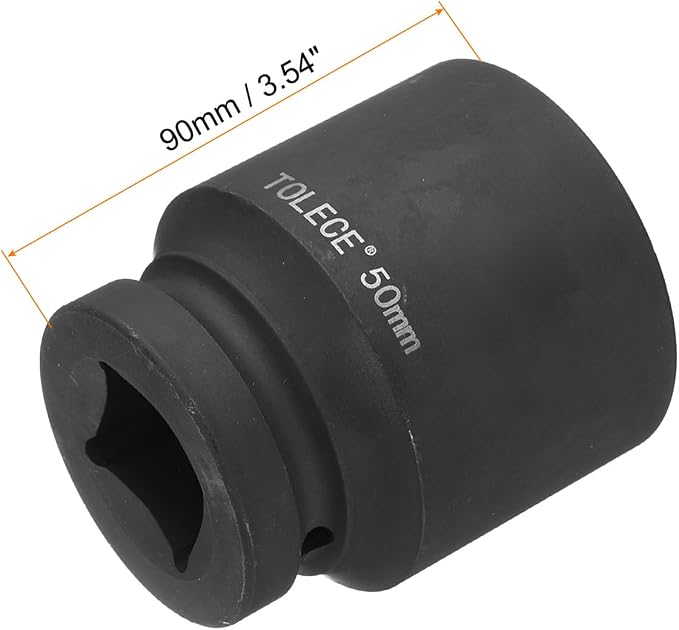 uxcell 1" Drive 50mm 12-Point Impact Socket, CR-MO Steel 80mm Length, Standard Metric Sizes