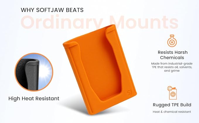 Chatelet SoftJaw Magnetic Phone Holder – Universal Rugged Phone Mount for Work, Boats, Trucks, Camping, Pool Umbrellas & More | Super Strong Magnets + Bonus Strap | USA Made (Orange, Phone)