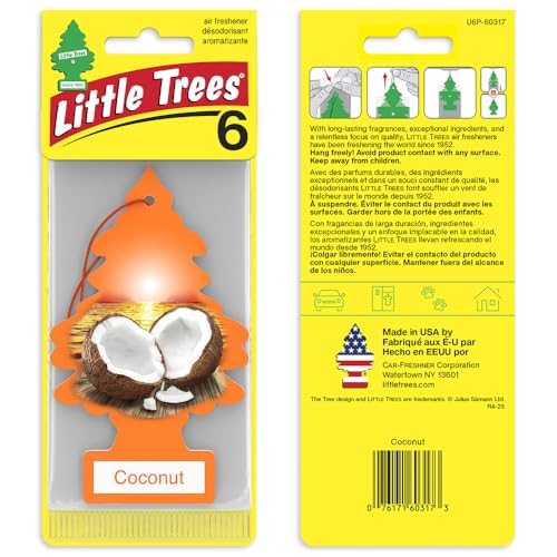 LITTLE TREES Car Air Freshener | Hanging Tree Provides Long Lasting Scent for Auto and Home | 24 Air Fresheners |Coconut