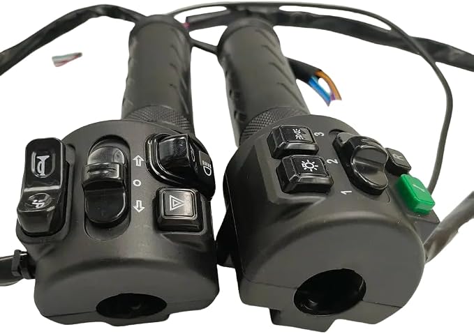 Fardriver Hall Type Twist Throttle Set,Three Speed/Reverse/Parking/Horn/Light Functions for Electric Motorcycle,Compatible with Fardriver Controller