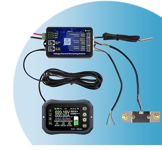 600A Bluetooth Battery Monitor, Wireless Voltage Current Meter with Smart Shunt 0-120V + 2.4'' HD Display, Support APP Control Coulometer for 12V RV Boat Golf Cart Battery (KG-160F)