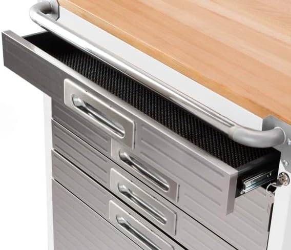 Heavy Duty Rolling Storage Cabinet with Wheels and Drawers, Workstation for Garage, Office, Workshop, 6 Drawer (28" W x 25" D x 34.5" H), White