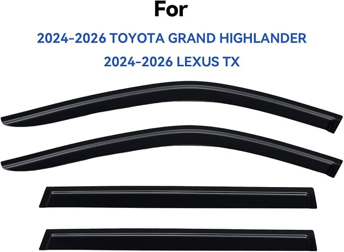 Window Visors Rain Guards for 2024 2025 2026 Toyota Grand Highlander & Lexus TX, Out-Channel Window Vent Wind Deflectors Visors Shades