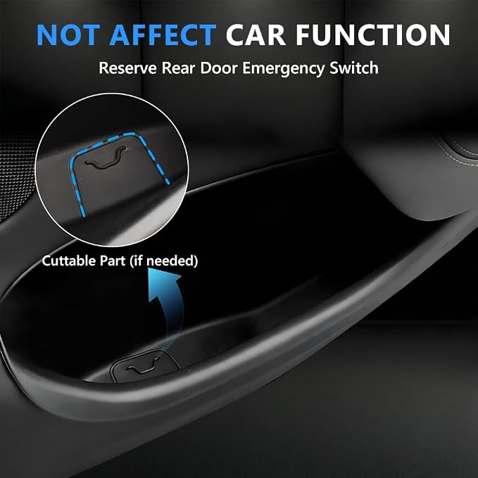4 PCS Full Arounding Door Side Storage Organizer Compatible with 2025 2026 TES-la Model Y Juniper, Full Cover TPE Door Side Pocket Box Tray, Front & Rear Side Organizer Tray Protector Liner