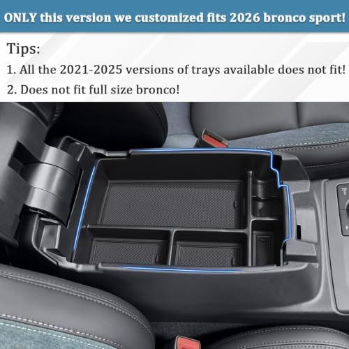 TOPINSTALL 2026 New Console Tray and Sunshade Compatible with 2026 Ford Bronco Sport Accessories, Long Compartment Storage Organizer Front Window Sun Protector（Not for Full Size Bronco